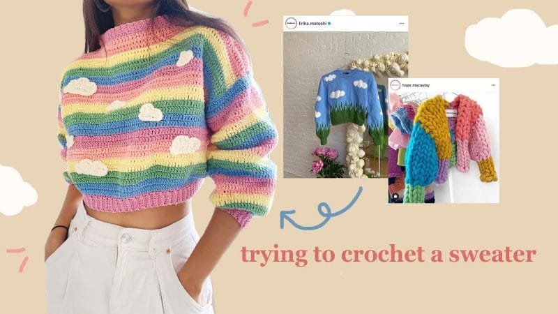Crochet rainbow pattern jacket