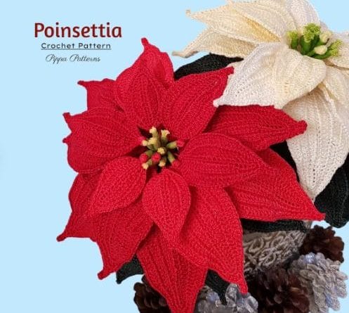 Crochet Poinsettia Christmas flower