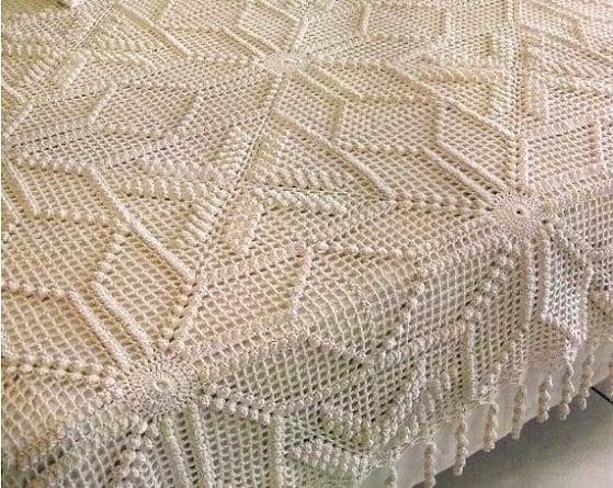Crochet Blanket w/Popcorn Stitch Motifs